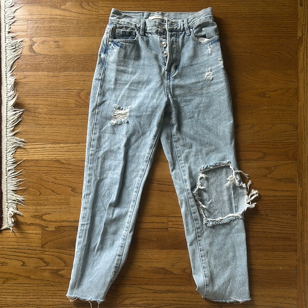 PACSUN Distressed Light Blue Women's Straight Jeans